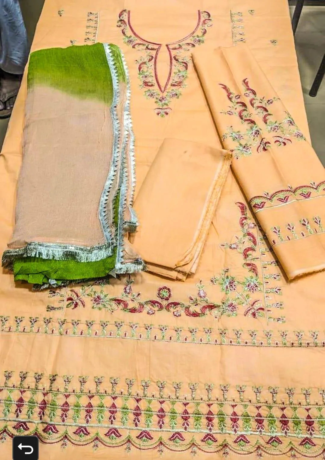 3 Pcs Women's Unstitched Embroidered Suit