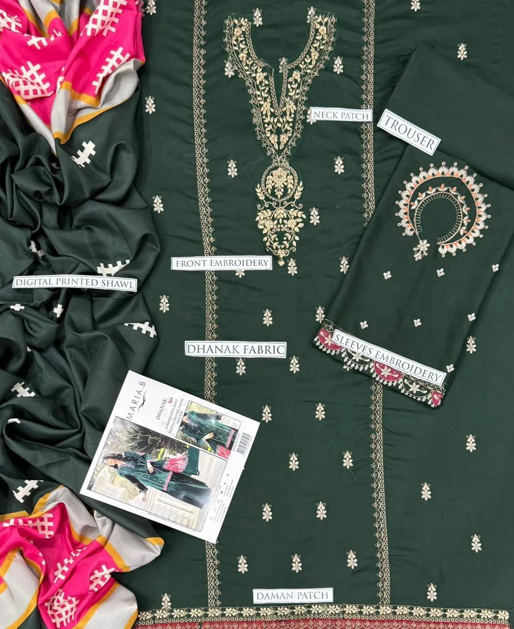 3 Pcs Women's Unstitched Embroidered Suit